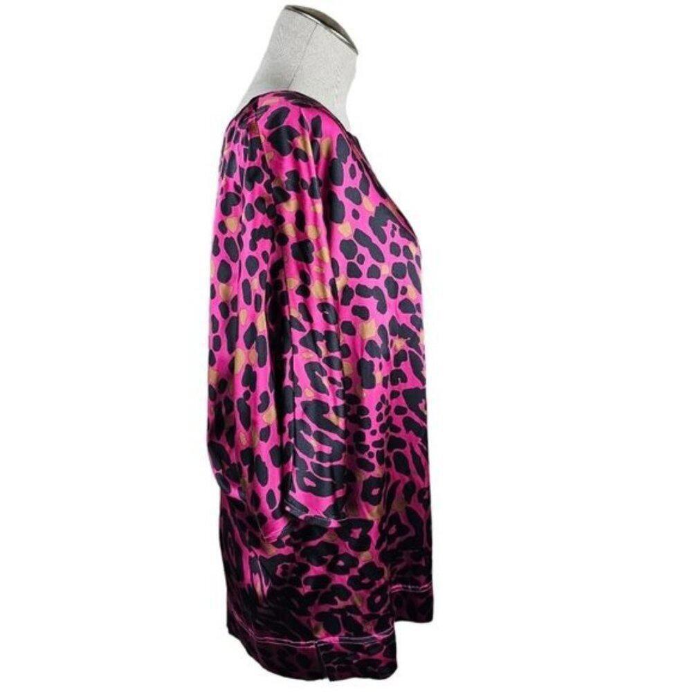 St John Raspberry Leopard Print Stretchy Silk Blo… - image 4